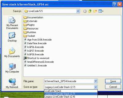 Save Stack as Legacy LiveCode Stack 2.7.gif