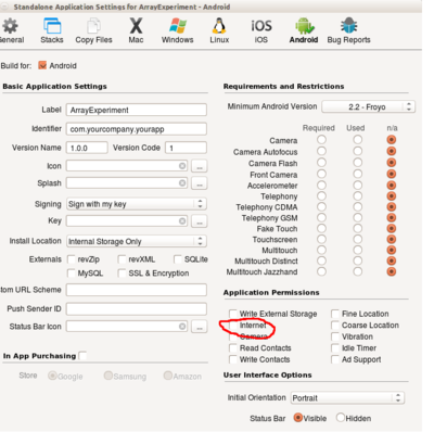 Standalone Application Settings for ArrayExperiment - Android_003.png